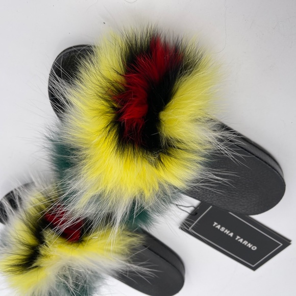 NWT Real Fur Slippers / Sandals, Multicolor - Picture 6 of 7